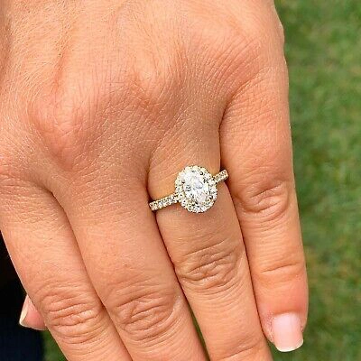 Pre-owned Knr Gia Certified 14k Solid Yellow Gold Oval Cut Diamond Engagement Rings 1.50ctw In White