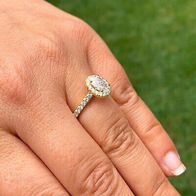 Pre-owned Knr Gia Certified 14k Solid Yellow Gold Oval Cut Diamond Engagement Rings 1.50ctw In White