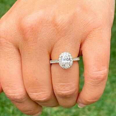 Pre-owned Knr Gia Certified 14k Solid Yellow Gold Oval Cut Diamond Engagement Rings 1.50ctw In White