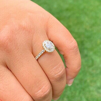 Pre-owned Knr Gia Certified 14k Solid Yellow Gold Oval Cut Diamond Engagement Rings 1.50ctw In White