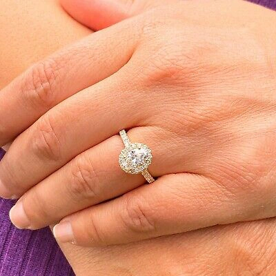 Pre-owned Knr Gia Certified 14k Solid Yellow Gold Oval Cut Diamond Engagement Rings 1.50ctw In White