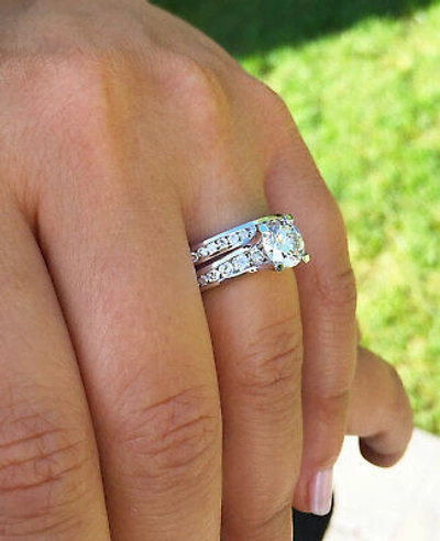 Pre-owned Knr Gia Certified 14k Solid White Gold Round Cut Diamond Engagement Rings 3.20ctw