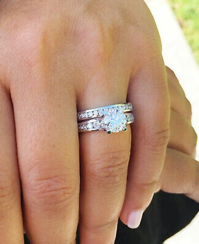 Pre-owned Knr Gia Certified 14k Solid White Gold Round Cut Diamond Engagement Rings 3.20ctw