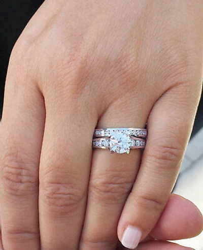 Pre-owned Knr Gia Certified 14k Solid White Gold Round Cut Diamond Engagement Rings 3.20ctw