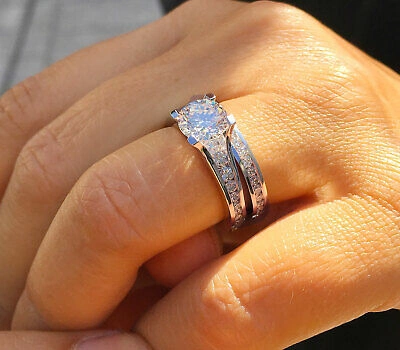 Pre-owned Knr Gia Certified 14k Solid White Gold Round Cut Diamond Engagement Rings 3.20ctw