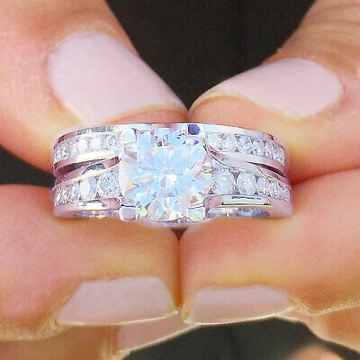 Pre-owned Knr Gia Certified 14k Solid White Gold Round Cut Diamond Engagement Rings 3.20ctw