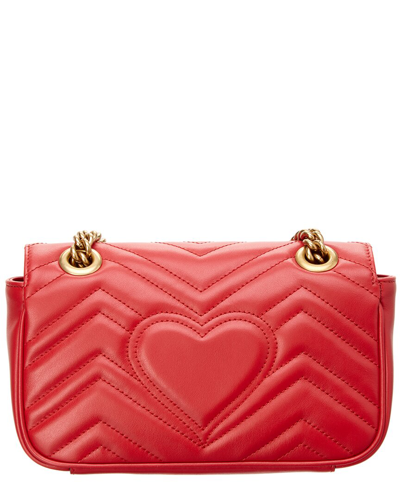 Shop Gucci Gg Marmont Mini Matelasse Leather Shoulder Bag In Red