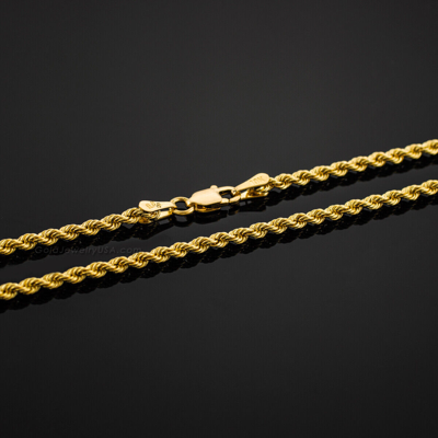 Pre-owned Ndg 10k Real Yellow Gold 4mm Diamond Cut Rope Chain Necklace Lobster Clasp 20"- 32"