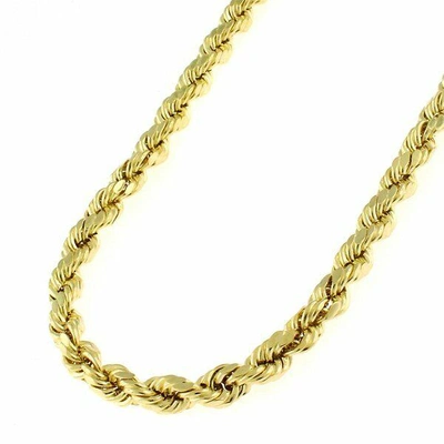 Pre-owned Ndg 10k Real Yellow Gold 4mm Diamond Cut Rope Chain Necklace Lobster Clasp 20"- 32"