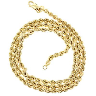 Pre-owned Ndg 10k Real Yellow Gold 4mm Diamond Cut Rope Chain Necklace Lobster Clasp 20"- 32"