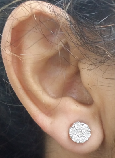 Pre-owned Handmade Deal 14k Gold 1.05ct Round Genuine Diamond Cluster Flower Halo Stud Earrings 8mm In White