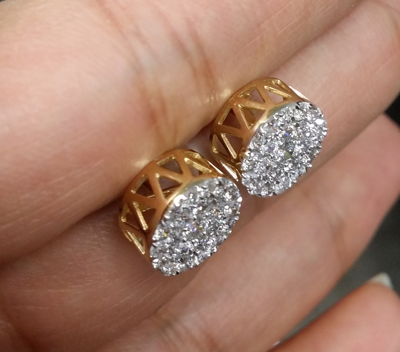 Pre-owned Handmade Deal 1.05 Ct Natural Diamond Cluster Halo Stud Earrings 14k White Gold 9.5 Mm