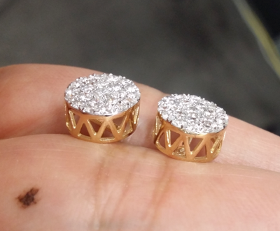 Pre-owned Handmade Deal 1.05 Ct Natural Diamond Cluster Halo Stud Earrings 14k White Gold 9.5 Mm