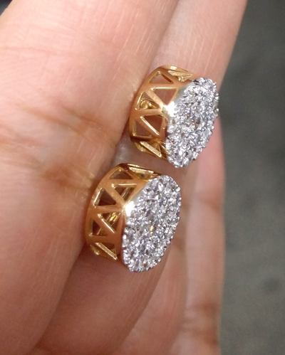 Pre-owned Handmade Deal 1.05 Ct Natural Diamond Cluster Halo Stud Earrings 14k White Gold 9.5 Mm