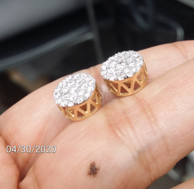 Pre-owned Handmade Deal 1.05 Ct Natural Diamond Cluster Halo Stud Earrings 14k White Gold 9.5 Mm