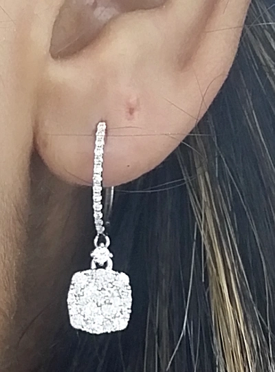 Pre-owned Handmade Deal 1.15ct Natural Round Diamond Cushion Drop Dangle Earrings 14k Gold In White