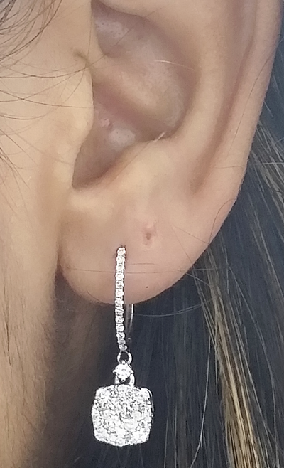 Pre-owned Handmade Deal 1.15ct Natural Round Diamond Cushion Drop Dangle Earrings 14k Gold In White