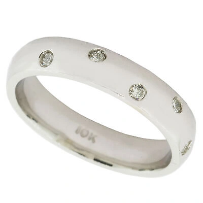 Pre-owned Jewelwesell Natural 0.25ct Round Diamond Bezel Set Wedding Eternity Band Ring Solid 10k Gold