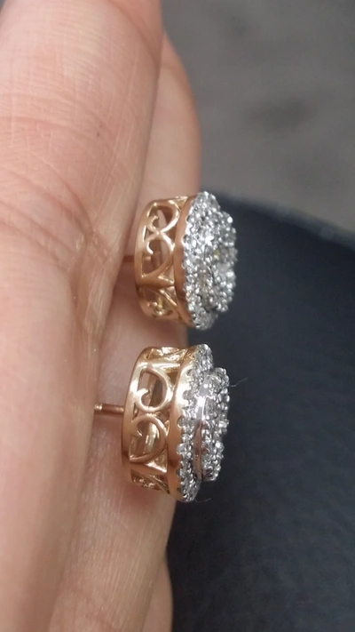 Pre-owned Handmade Deal 1.00ct Natural Round Diamond Cluster Stud Earring In 14k Gold 9mm In White