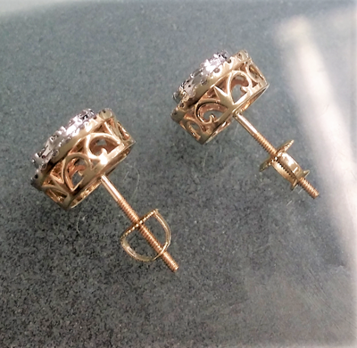 Pre-owned Handmade Deal 1.00ct Natural Round Diamond Cluster Stud Earring In 14k Gold 9mm In White