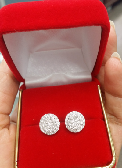 Pre-owned Handmade Deal 1.00ct Natural Round Diamond Cluster Stud Earring In 14k Gold 9mm In White