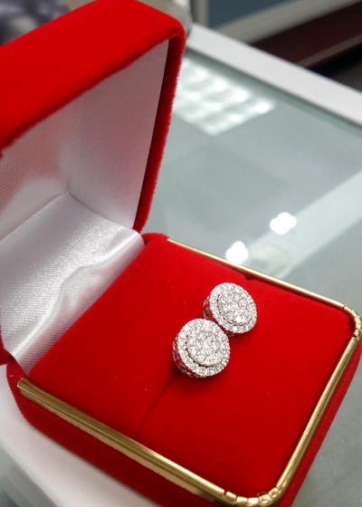 HANDMADE Pre-owned Deal 1.00ct Natural Round Diamond Cluster Stud Earring In 14k Gold 9mm In White