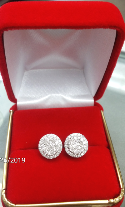 Pre-owned Handmade Deal 1.00ct Natural Round Diamond Cluster Stud Earring In 14k Gold 9mm In White