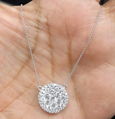 Pre-owned Handmade Deal 1.10ct Genuine Round Cut Cluster Diamond Pendant Charm 14k Gold With Chain In H