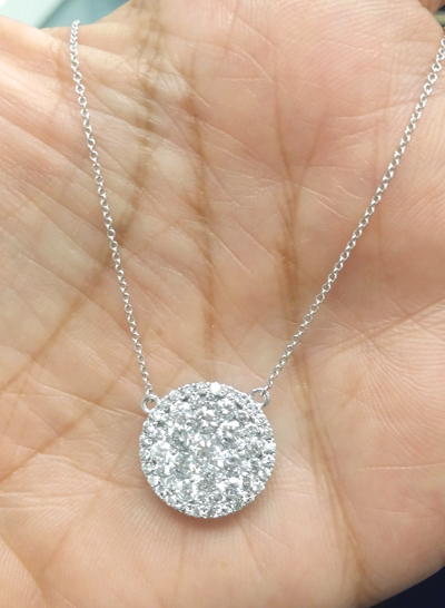 Pre-owned Handmade Deal 1.10ct Genuine Round Cut Cluster Diamond Pendant Charm 14k Gold With Chain In H
