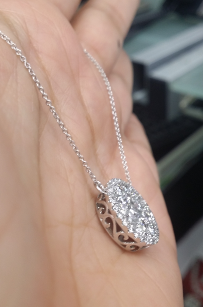 Pre-owned Handmade Deal 1.10ct Genuine Round Cut Cluster Diamond Pendant Charm 14k Gold With Chain In H