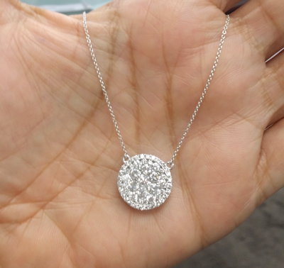 Pre-owned Handmade Deal 1.10ct Genuine Round Cut Cluster Diamond Pendant Charm 14k Gold With Chain In H