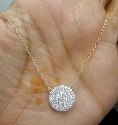 Pre-owned Handmade Deal 1.10ct Genuine Round Cut Cluster Diamond Pendant Charm 14k Gold With Chain In H