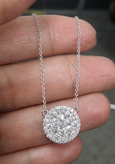 Pre-owned Handmade Deal 1.10ct Genuine Round Cut Cluster Diamond Pendant Charm 14k Gold With Chain In H