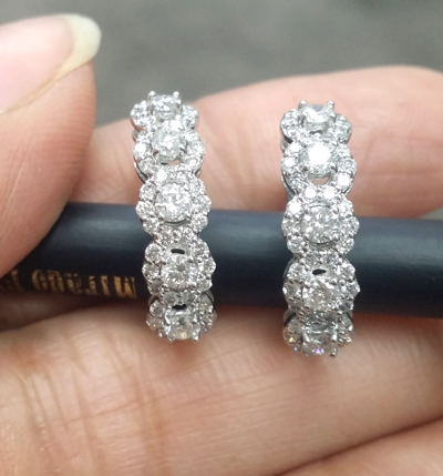 Pre-owned Zfj Steal Deal 1.10 Carat Natural Round Diamonds Hoops Huggies Earrings In 14k Gold In White