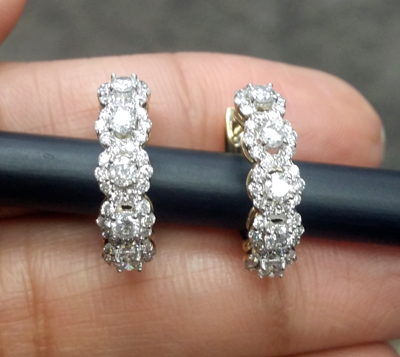 Pre-owned Zfj Steal Deal 1.10 Carat Natural Round Diamonds Hoops Huggies Earrings In 14k Gold In White