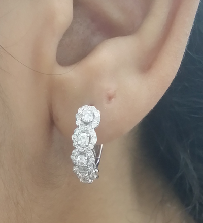 Pre-owned Zfj Steal Deal 1.10 Carat Natural Round Diamonds Hoops Huggies Earrings In 14k Gold In White