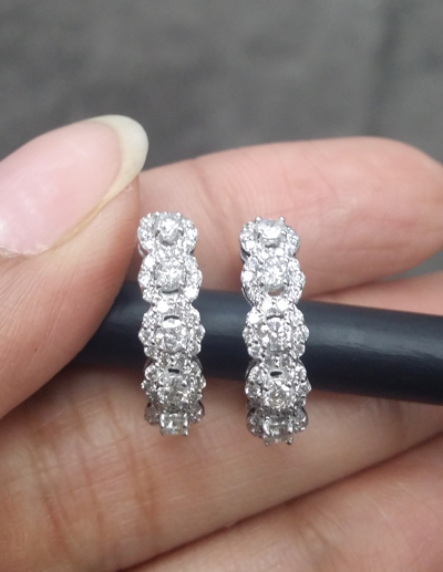Pre-owned Zfj Steal Deal 1.10 Carat Natural Round Diamonds Hoops Huggies Earrings In 14k Gold In White