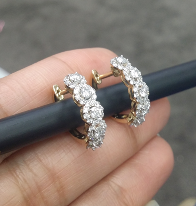 Pre-owned Zfj Steal Deal 1.10 Carat Natural Round Diamonds Hoops Huggies Earrings In 14k Gold In White
