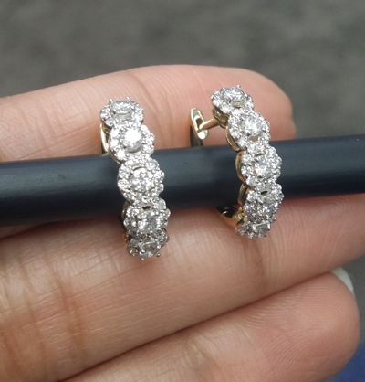 Pre-owned Zfj Steal Deal 1.10 Carat Natural Round Diamonds Hoops Huggies Earrings In 14k Gold In White