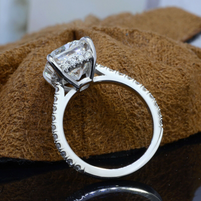 Pre-owned Diamond Mansion 1.60 Carat Cushion Cut Hidden Halo Pave Diamond Engagement Ring D-e / Vs Gia