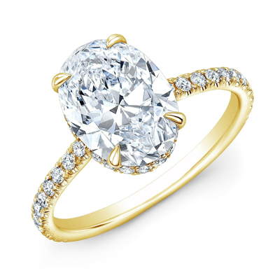 Pre-owned Diamond Mansion 1.60 Carat Natural Oval Hidden Halo Pave Diamond Engagement Ring G-vs2 Gia