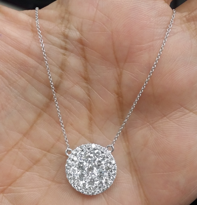 Pre-owned Handmade Deal 1.50ct Genuine Round Cut Cluster Diamond Pendant Charm 14k Gold With Chain In H