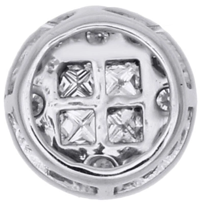 Pre-owned Jfl Diamonds & Timepieces 14k White Gold Princess & Round Diamond Circle Slide Pendant Mini Charm 1/4 Ct.