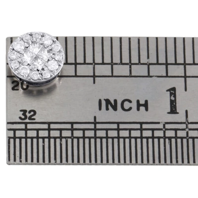 Pre-owned Jfl Diamonds & Timepieces 14k White Gold Princess & Round Diamond Circle Slide Pendant Mini Charm 1/4 Ct.