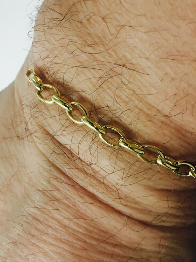 Pre-owned R C I 14kt Yellow Gold Lite Oval Rolo Link Bracelet 7 Inch 2.5 Grams 4.6 Mm In No Stone