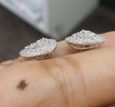 Pre-owned Handmade Deal1.00 Ct Genuine Diamond Cluster Heart Halo Stud Earrings 14k White 10 Mm