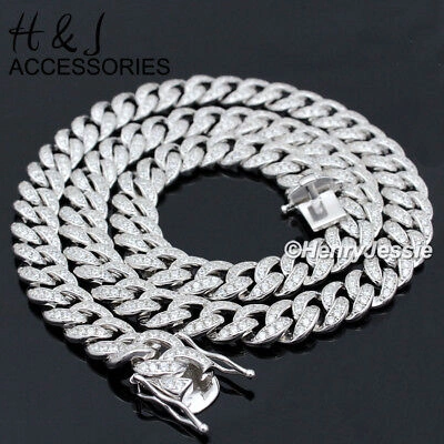 Pre-owned H&j Jewelry 18"men 925 Sterling Silver 8mm Icy Bling Cz Miami Cuban Curb Chain Necklacesn11 In White/colorless