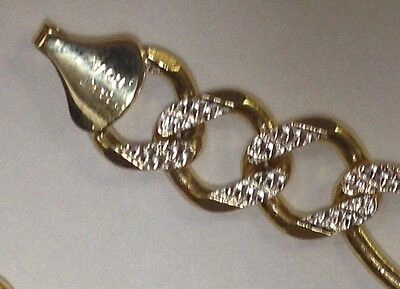 Pre-owned R C I 14k Solid Gold Pave Figaro Link Men's Chain/necklace 24" 7.5 Mm 43 Grams In No Stone