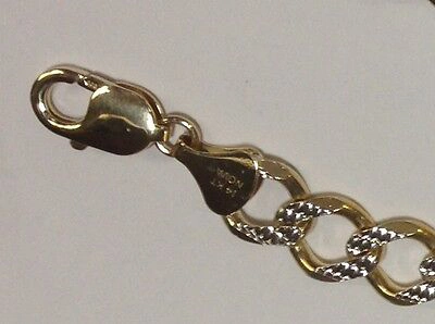 Pre-owned R C I 14k Solid Gold Pave Figaro Link Men's Chain/necklace 24" 7.5 Mm 43 Grams In No Stone