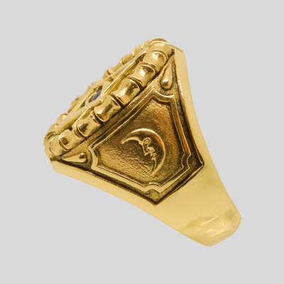 Pre-owned Handmade Masonic All Seeing Eye Ring 10k Gold Sapphire  Freemason Size 11